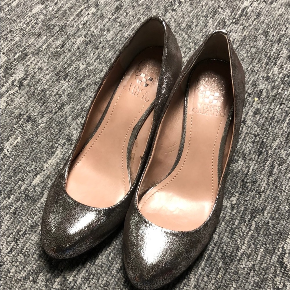 Silver Vince Camuto wedge heels size 7.